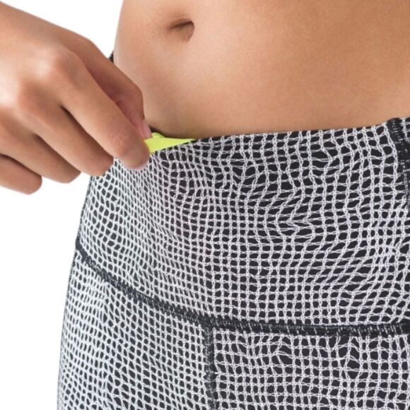 Lululemon Outrun‎ Tight Fall Net White Black/Multi Pocket Black W5AE7S - Picture 8 of 16